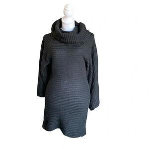 BEBE women's size small turtleneck black knit sweater dress with flared sleeves